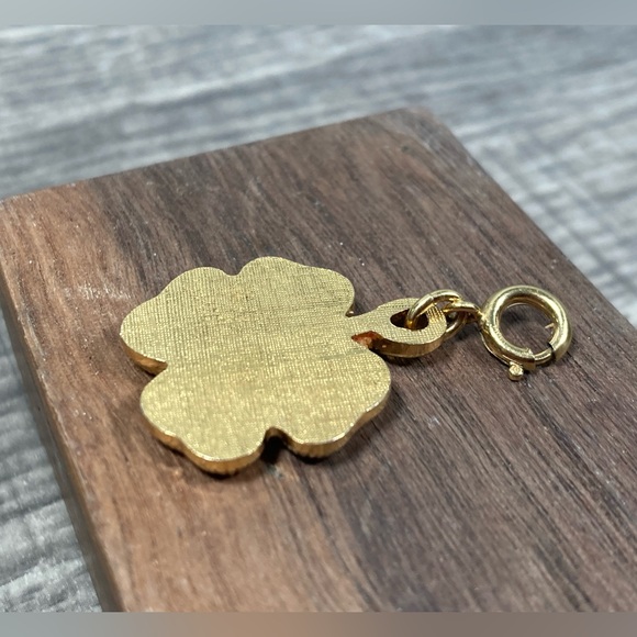 Vintage Monet Gold Four-Leaf Clover Pendant Charm - Picture 6 of 9